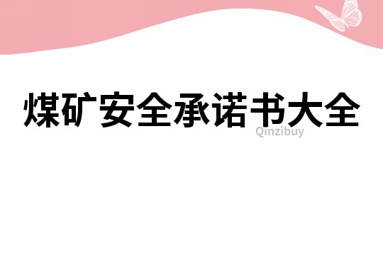 煤礦安全承諾書大全