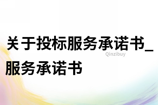 關于投標服務承諾書_服務承諾書