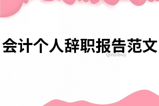 會計個人辭職報告范文
