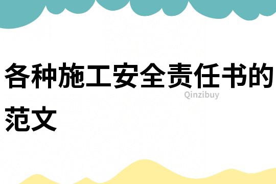 各種施工安全責(zé)任書的范文