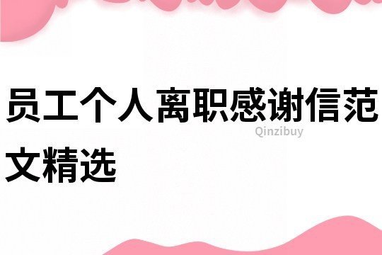 員工個(gè)人離職感謝信范文精選