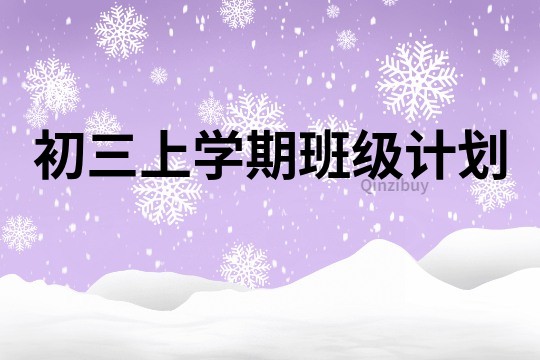 初三上學期班級計劃