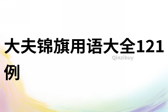 大夫錦旗用語大全121例