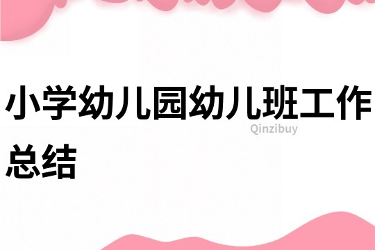 小學幼兒園幼兒班工作總結