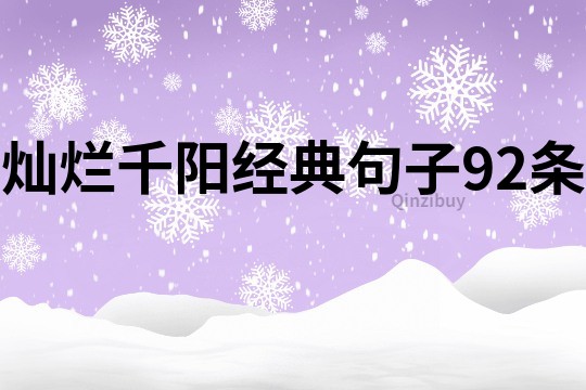 燦爛千陽經典句子92條