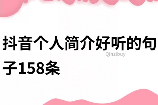 抖音個人簡介好聽的句子158條