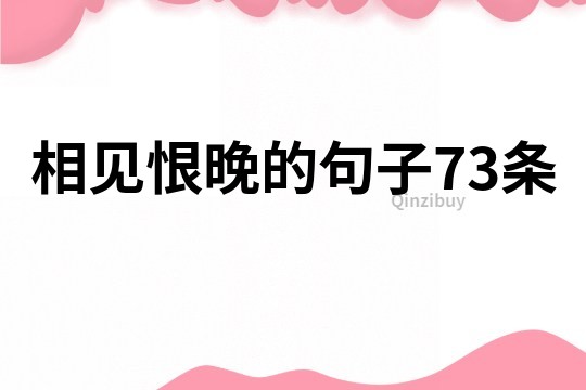 相見恨晚的句子73條
