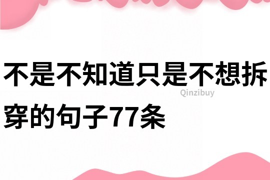 不是不知道只是不想拆穿的句子77條
