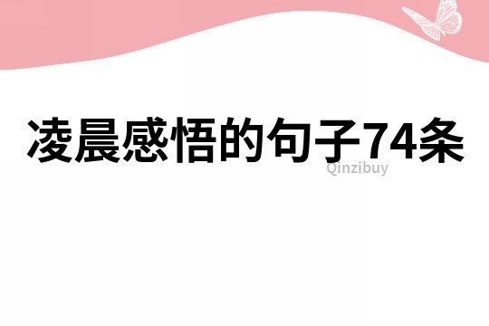 凌晨感悟的句子74條