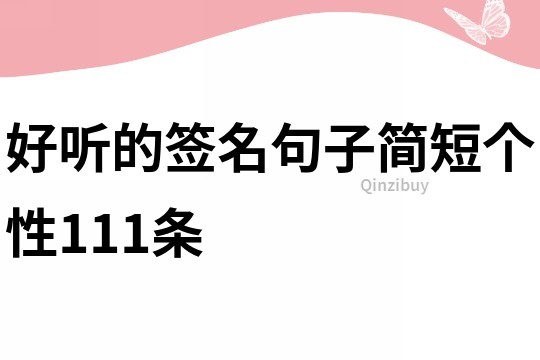 好聽的簽名句子簡短個性111條