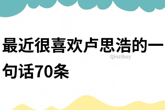 最近很喜歡盧思浩的一句話70條