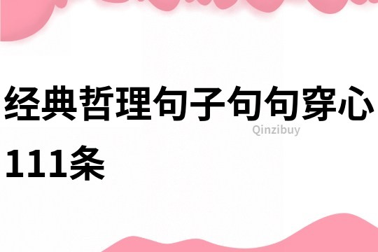 經(jīng)典哲理句子句句穿心111條