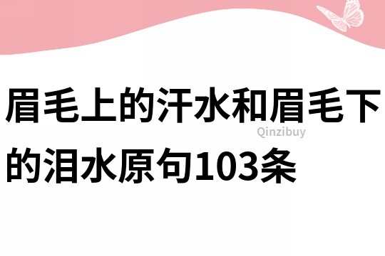 眉毛上的汗水和眉毛下的淚水原句103條