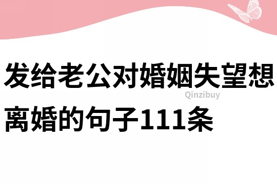 發給老公對婚姻失望想離婚的句子111條