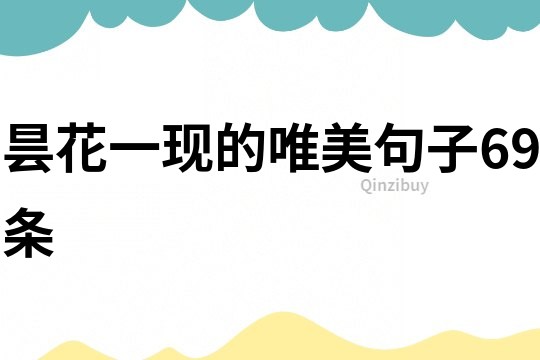 曇花一現的唯美句子69條