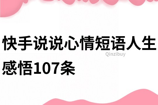 快手說說心情短語人生感悟107條