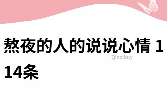 熬夜的人的說說心情	114條