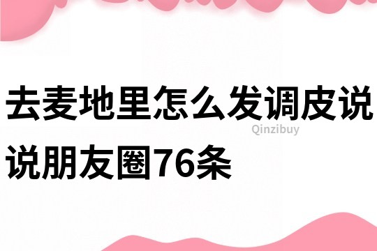 去麥地里怎么發調皮說說朋友圈76條