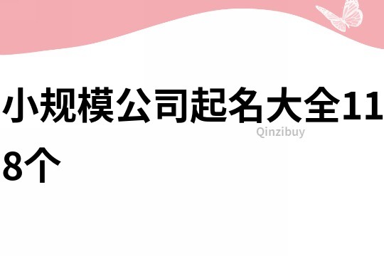 小規(guī)模公司起名大全118個