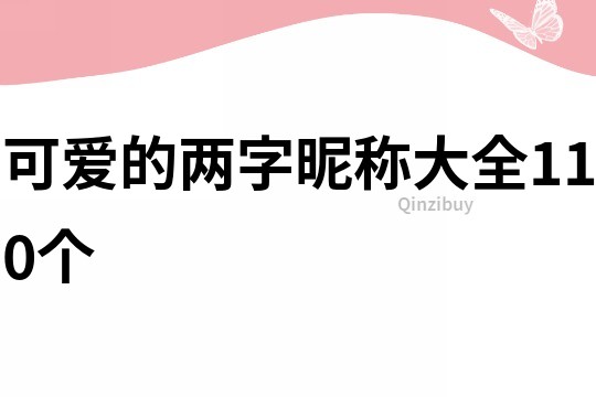可愛的兩字昵稱大全110個