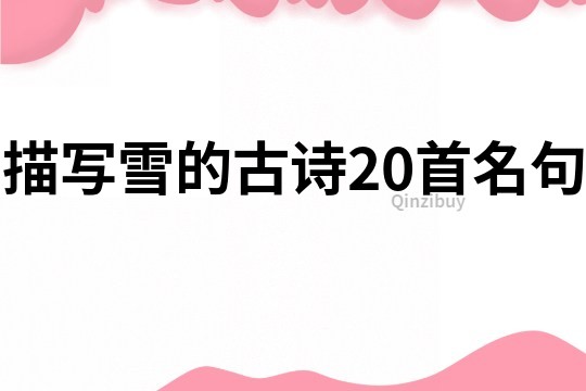 描寫雪的古詩20首名句