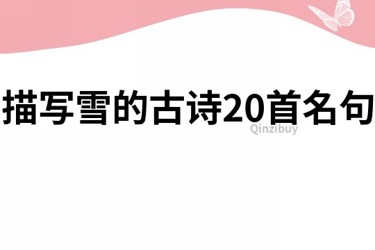 描寫雪的古詩20首名句