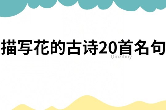 描寫花的古詩20首名句