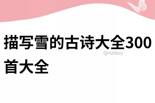 描寫雪的古詩大全300首大全