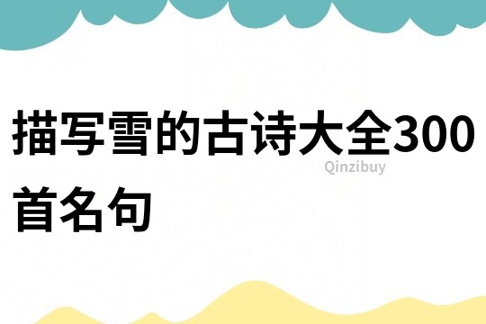描寫雪的古詩大全300首名句