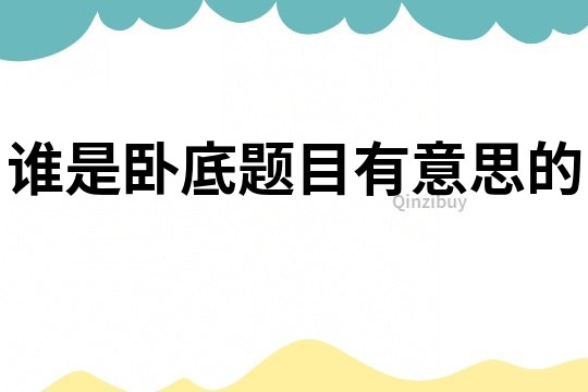 誰是臥底題目有意思的
