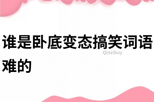 誰是臥底變態(tài)搞笑詞語難的