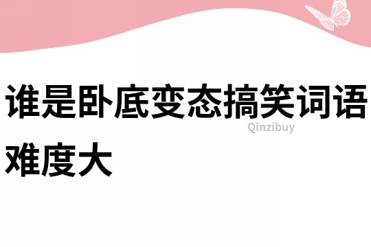 誰是臥底變態搞笑詞語難度大