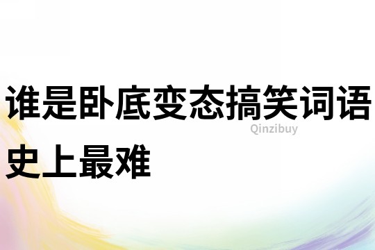 誰是臥底變態(tài)搞笑詞語史上最難
