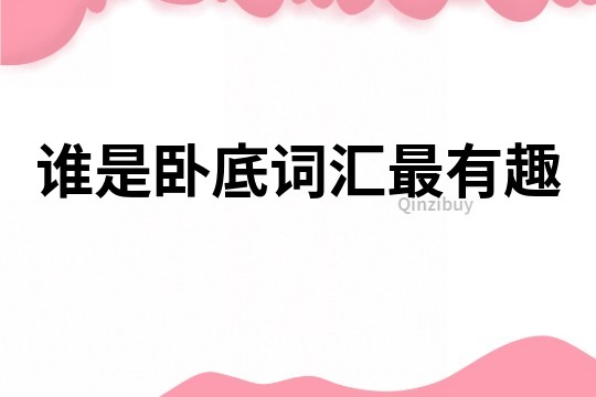 誰是臥底詞匯最有趣