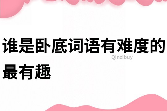誰是臥底詞語有難度的最有趣