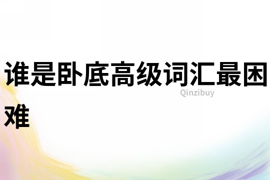 誰是臥底高級詞匯最困難