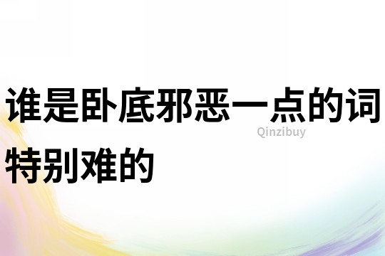 誰是臥底邪惡一點的詞特別難的