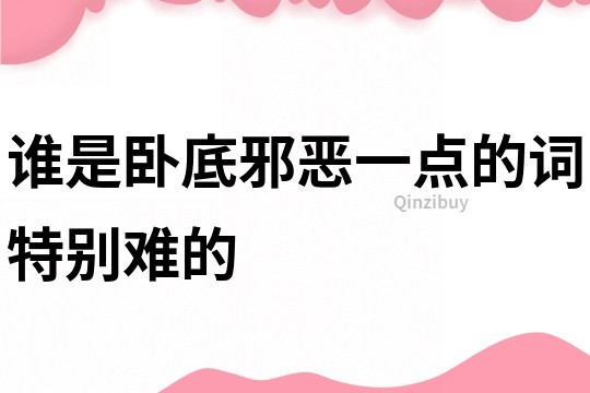 誰是臥底邪惡一點的詞特別難的