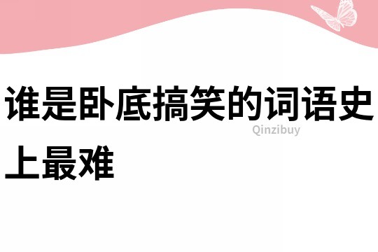 誰是臥底搞笑的詞語史上最難
