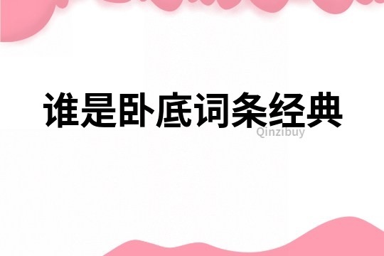 誰是臥底詞條經典
