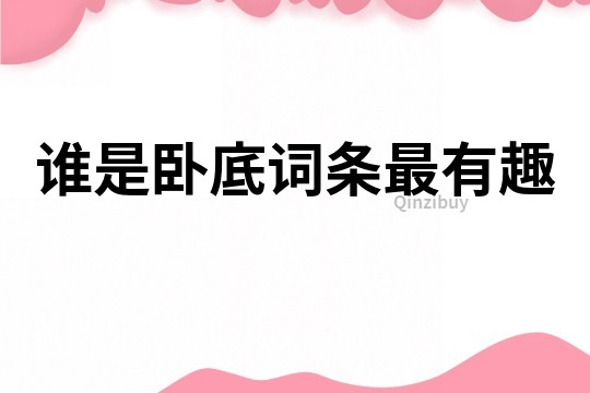 誰是臥底詞條最有趣