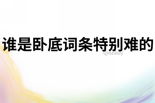 誰是臥底詞條特別難的