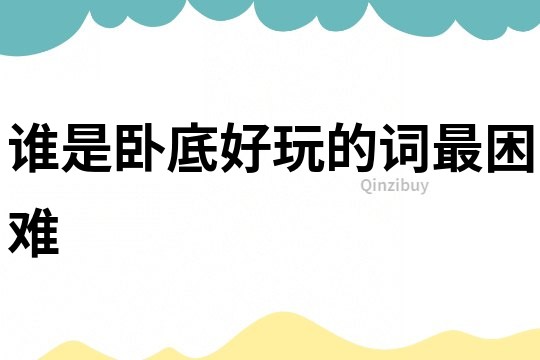 誰是臥底好玩的詞最困難