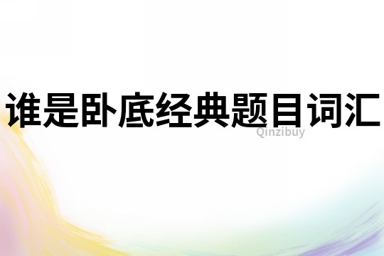 誰是臥底經典題目詞匯