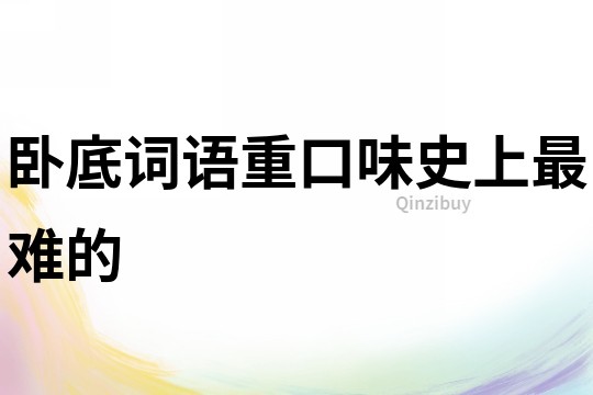 臥底詞語重口味史上最難的