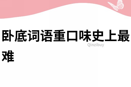 臥底詞語重口味史上最難