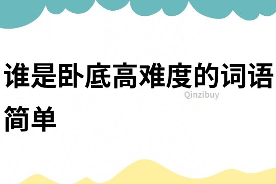 誰是臥底高難度的詞語簡單