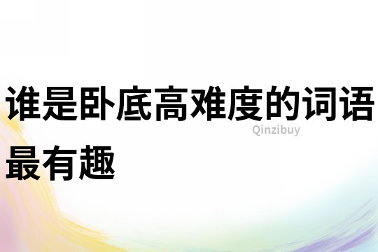 誰是臥底高難度的詞語最有趣