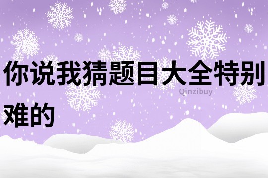 你說我猜題目大全特別難的