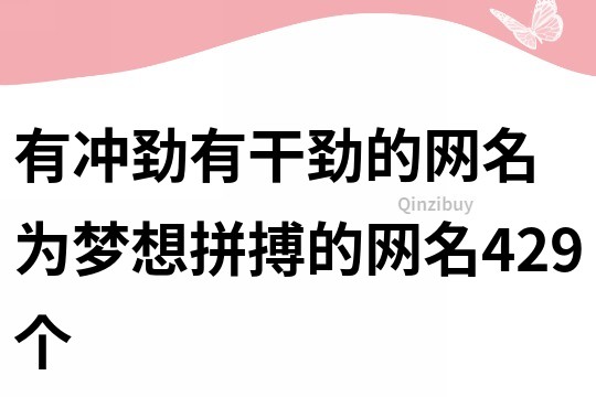 有沖勁有干勁的網名 為夢想拼搏的網名429個